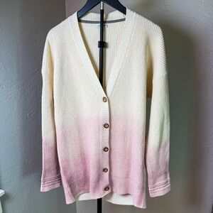 Sundance Made in Italy Ombre Dip Dye Button Front Cardigan Sweater M
